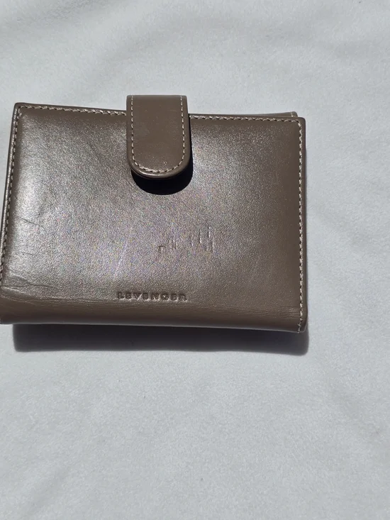 Levenger Wallet Bifold Smooth Taupe Purple Leather Snap Closure Coin Pocket - Picture 7 of 16